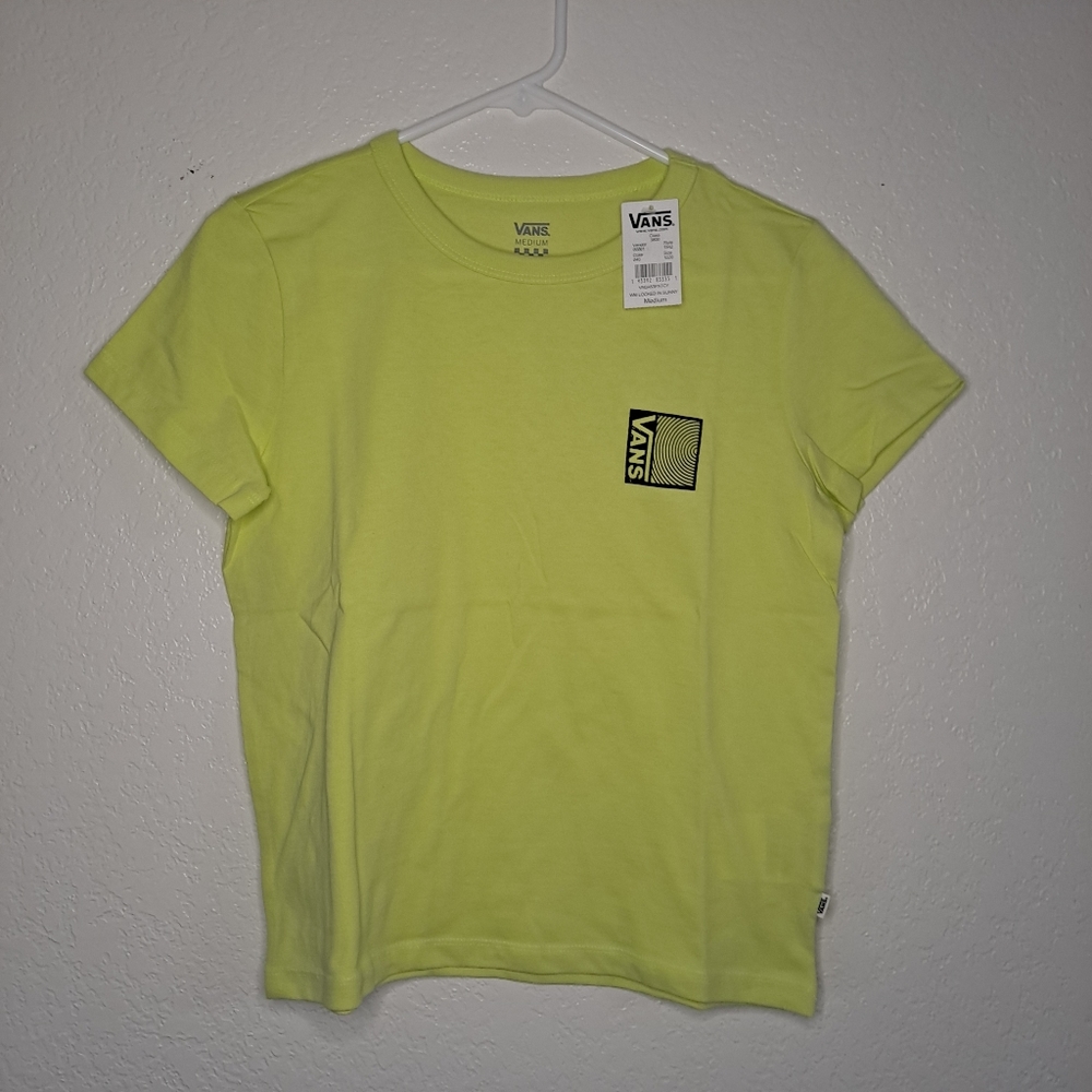 NEW Womens Vans Locked In Sunny Yellow T-Shirt Size Medium